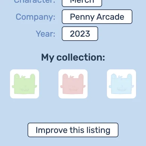 Pin listing showing the Improve this listing button